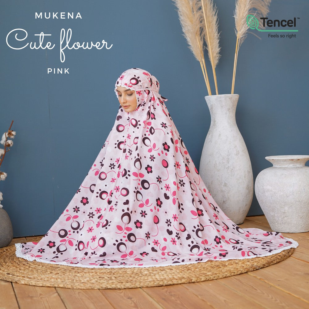 BELIMUKENA PREMIUM - Mukena Cute Flower Pink (Free Tas Pouch & Box)
