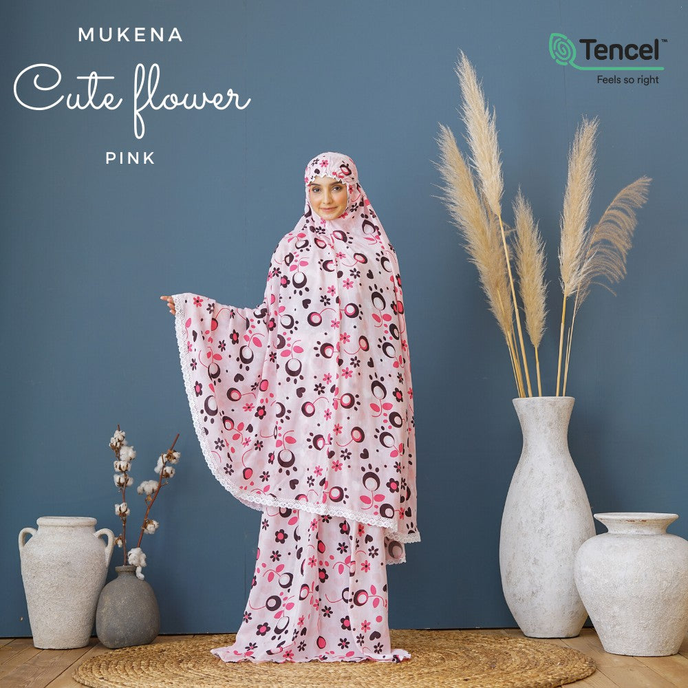 BELIMUKENA PREMIUM - Mukena Cute Flower Pink (Free Tas Pouch & Box)