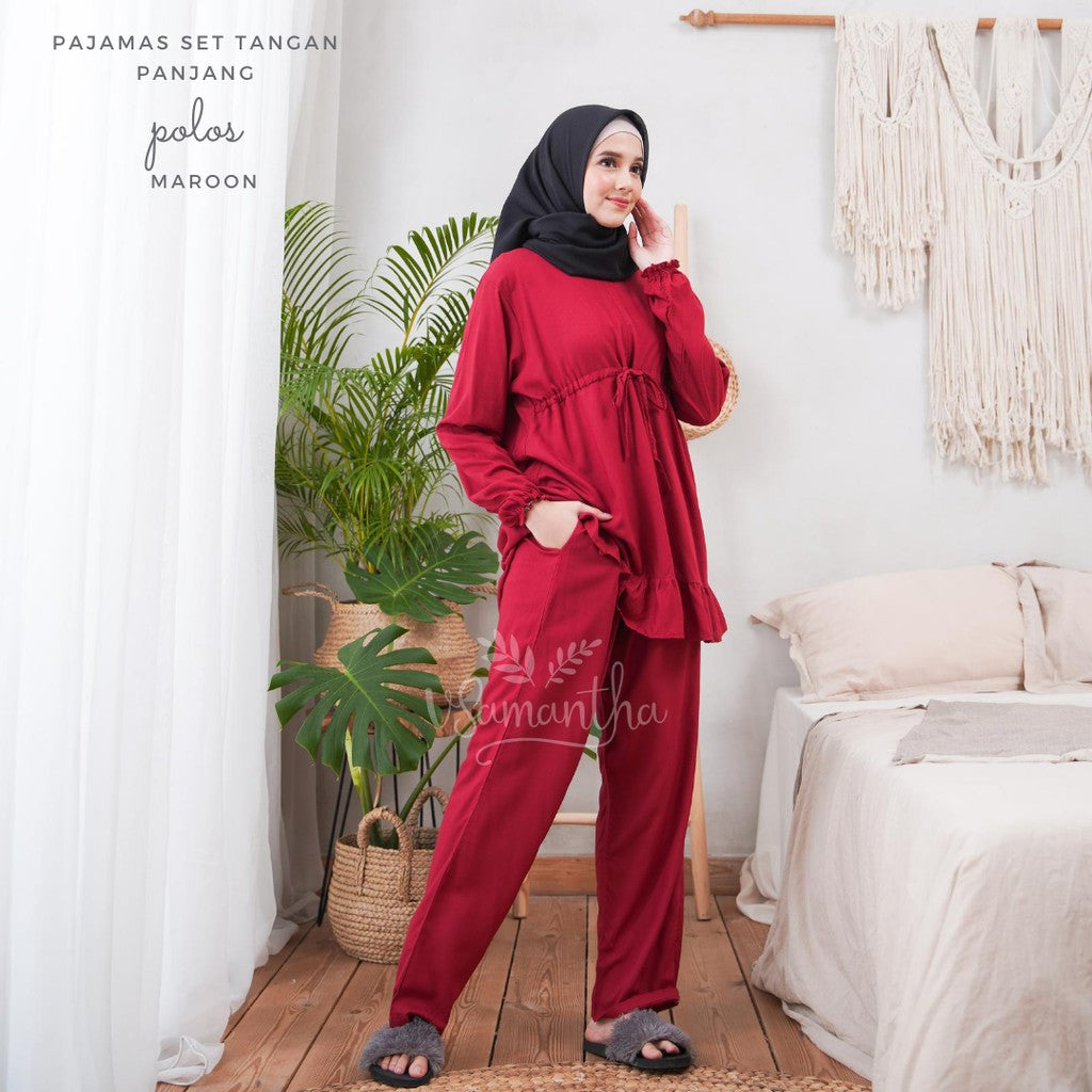 Pajamas Set Rayon Polos Rempel BUSUI | Tangan panjang , Celana panjang